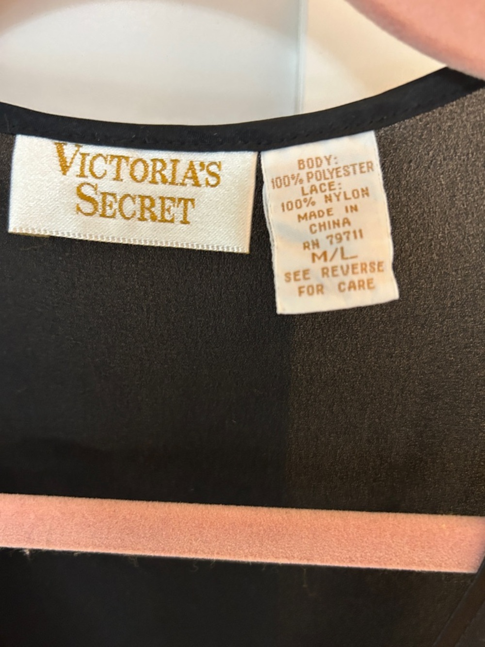 Vintage Victoria's Secret Black Sheer Long Robe with Lace Cuffs - Picture 2 of 4